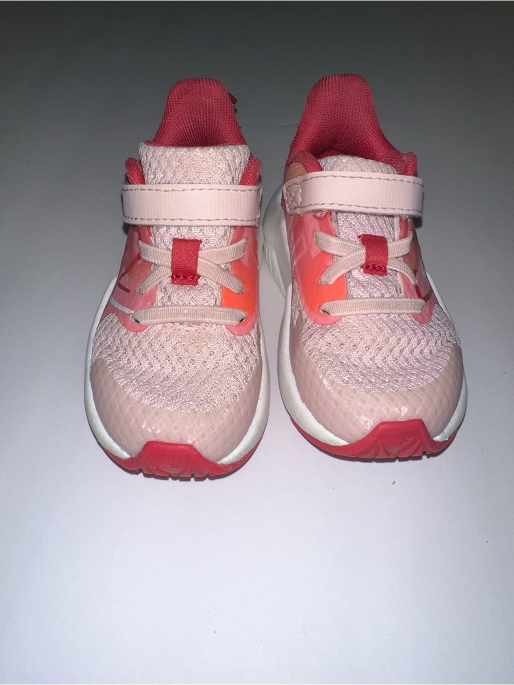 New Balance Kids Pink and Coral Hook-and-Loop Sneakers
